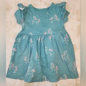 Girls Garanimals Teal Unicorn Casual Dress 12 Months